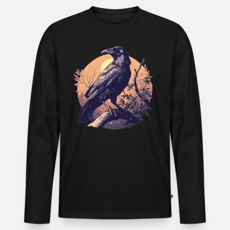 Krähen Krähe - Männer Premium Bio Langarmshirt - Schwarz