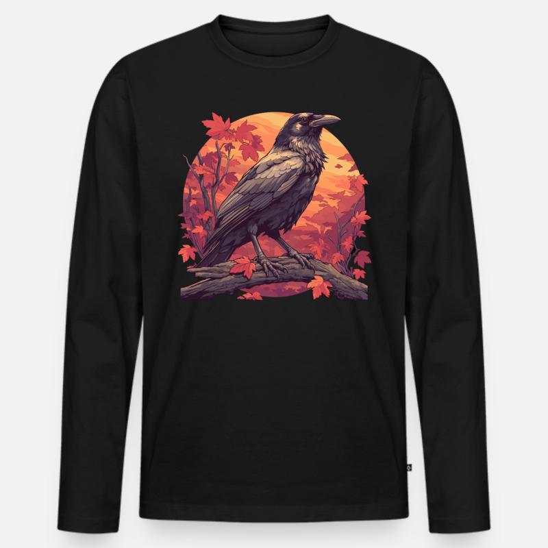 Krähen Krähe - Männer Premium Bio Langarmshirt - Schwarz