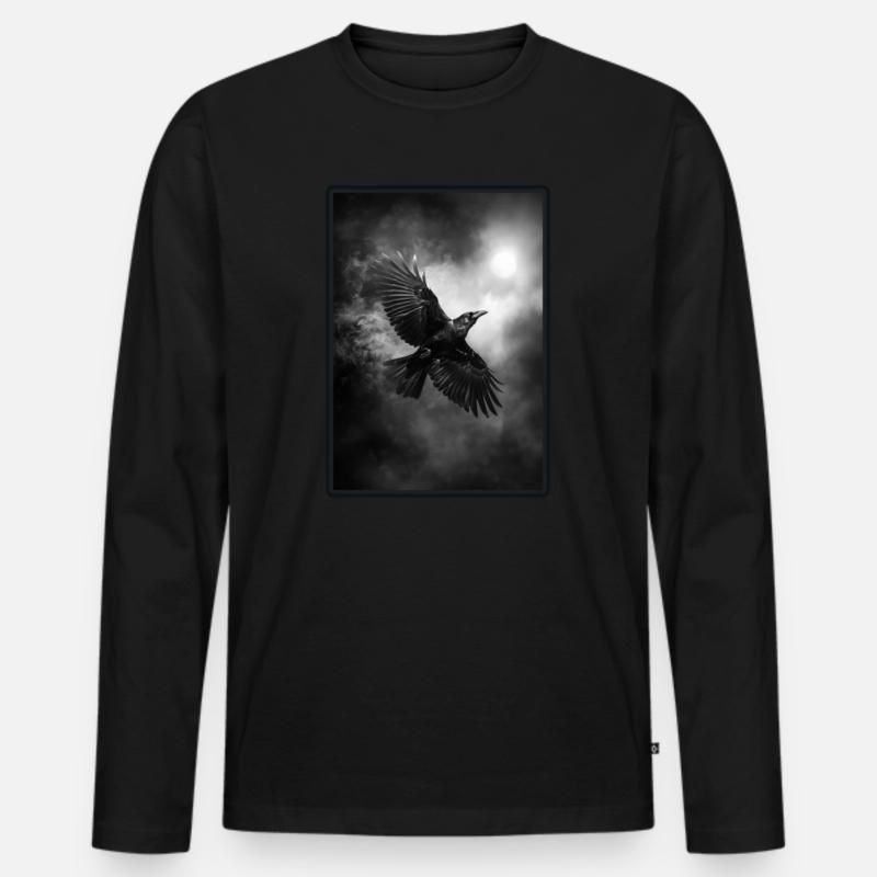 Krähen Krähe - Männer Premium Bio Langarmshirt - Schwarz
