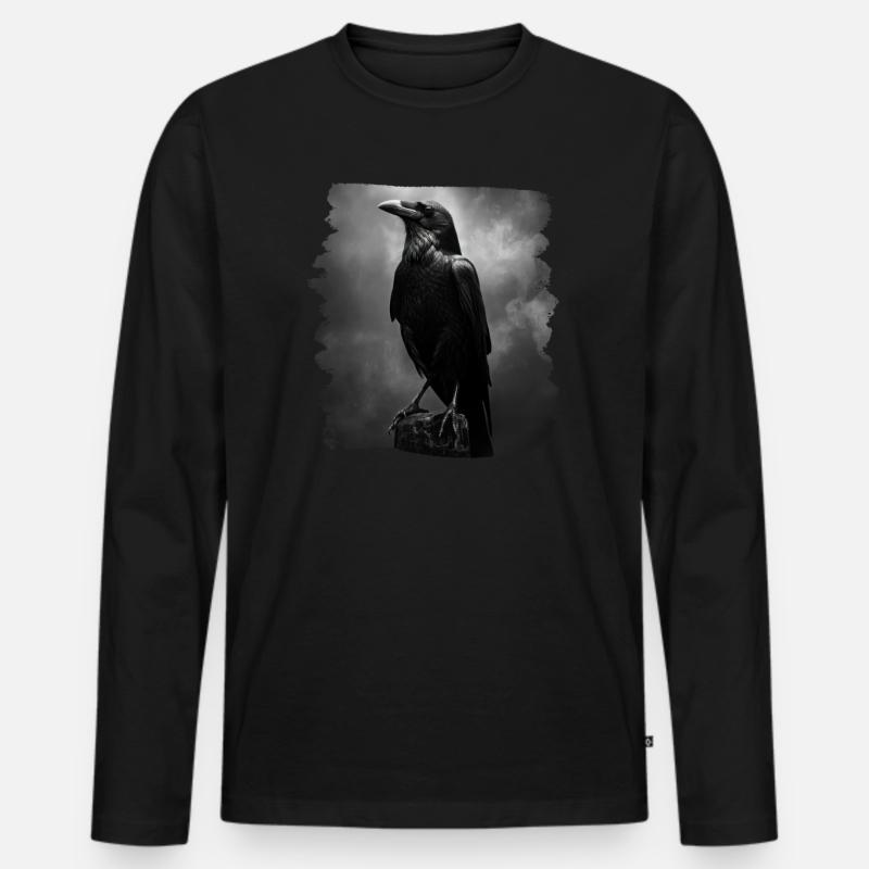 Krähen Krähe - Männer Premium Bio Langarmshirt - Schwarz