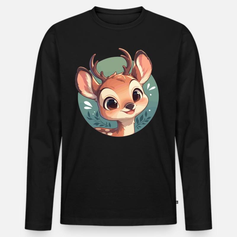 Hirsche Hirsch - Männer Premium Bio Langarmshirt - Schwarz