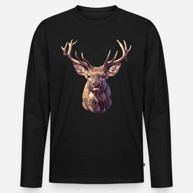 Hirsche Hirsch - Männer Premium Bio Langarmshirt - Schwarz
