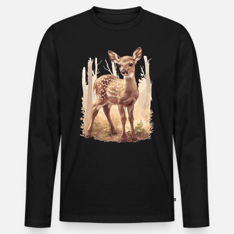 Hirsche Hirsch - Männer Premium Bio Langarmshirt - Schwarz
