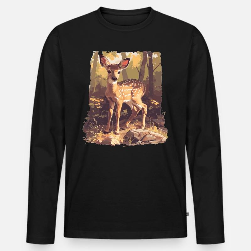 Hirsche Hirsch - Männer Premium Bio Langarmshirt - Schwarz