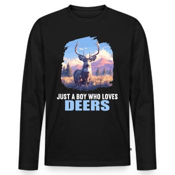 Cerf Cerf - T-shirt manches longues Premium bio Homme - noir - Devant - Nico (187cm)