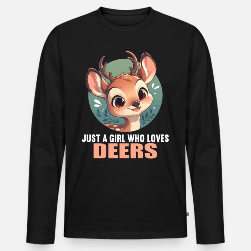 Hirsche Hirsch - Männer Premium Bio Langarmshirt - Schwarz