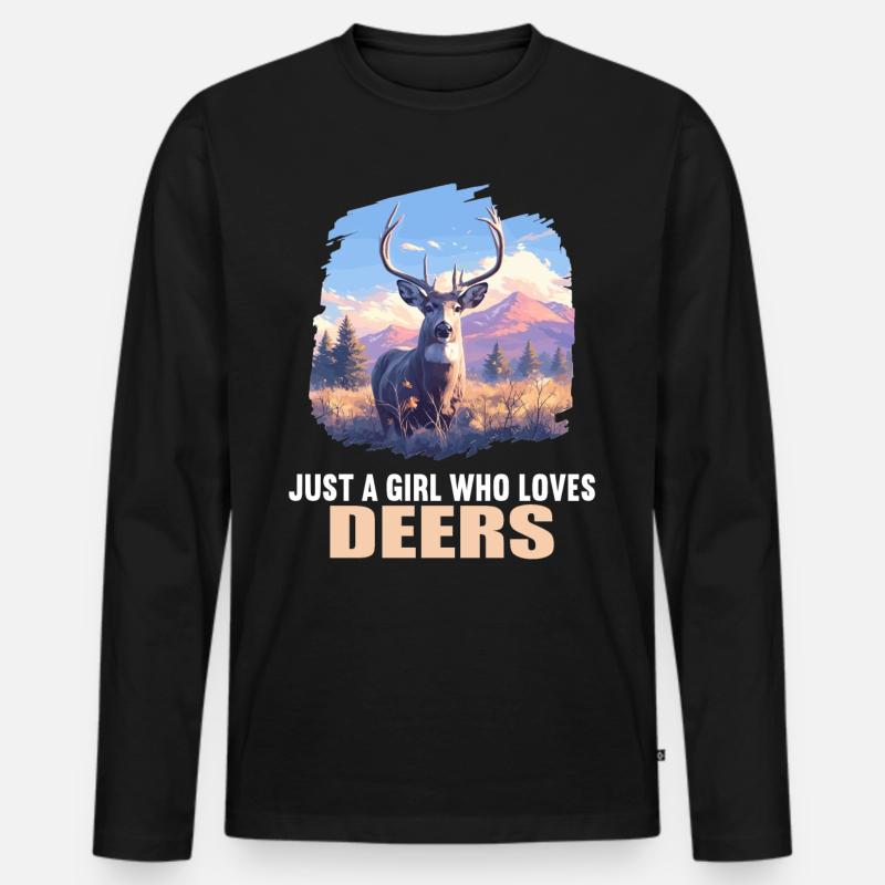 Hirsche Hirsch - Männer Premium Bio Langarmshirt - Schwarz