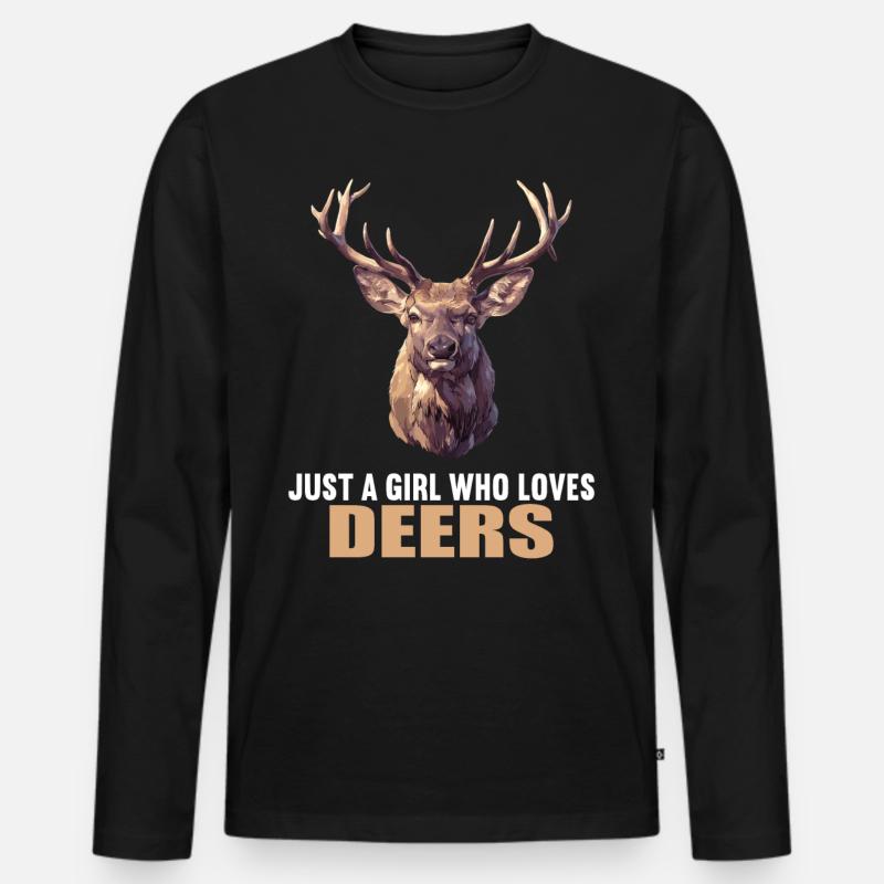 Hirsche Hirsch - Männer Premium Bio Langarmshirt - Schwarz