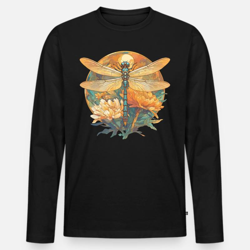 Libellen Libelle - Männer Premium Bio Langarmshirt - Schwarz