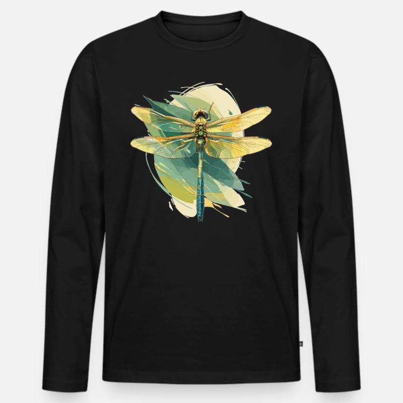 Libellen Libelle - Männer Premium Bio Langarmshirt - Schwarz