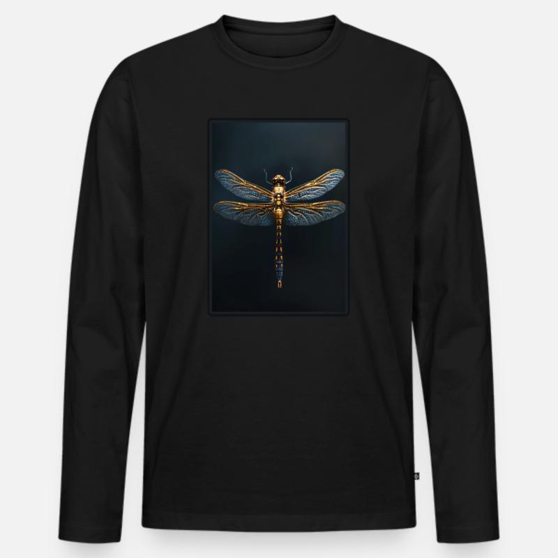 Libellen Libelle - Männer Premium Bio Langarmshirt - Schwarz