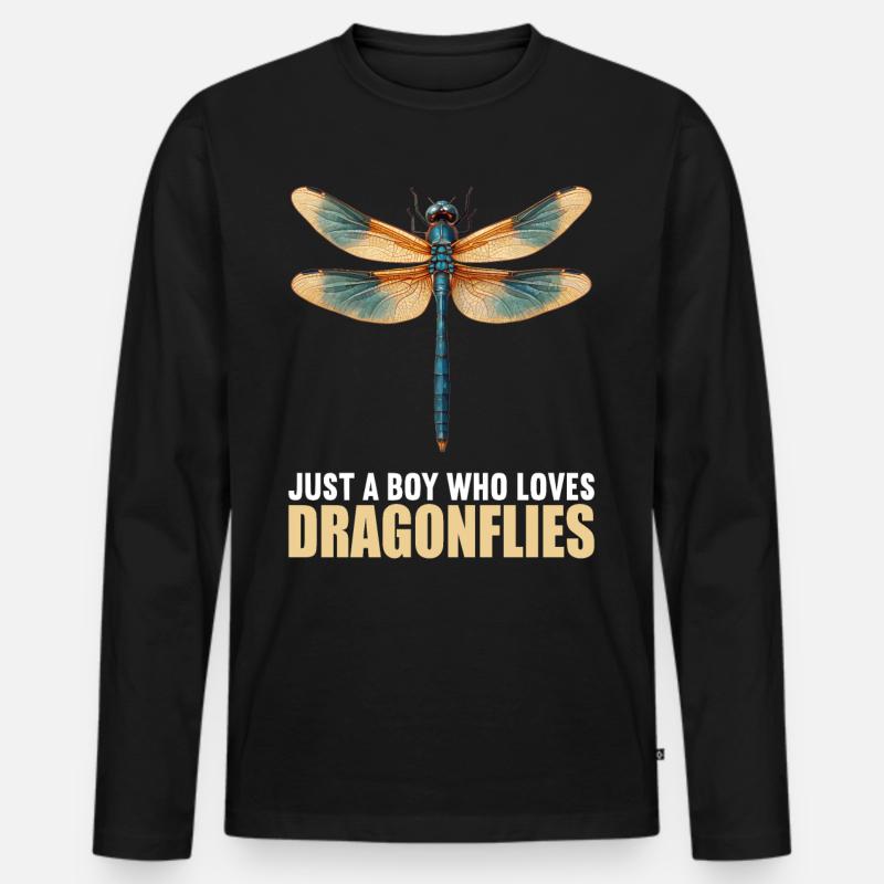 Libellen Libelle - Männer Premium Bio Langarmshirt - Schwarz