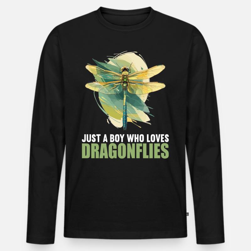 Libellen Libelle - Männer Premium Bio Langarmshirt - Schwarz