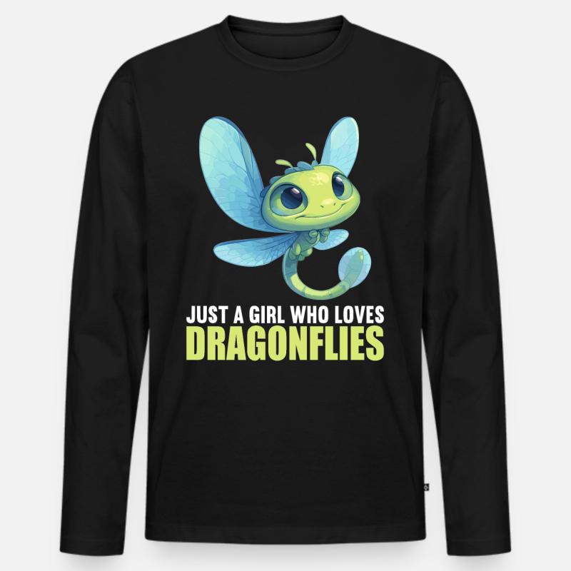 Libellen Libelle - Männer Premium Bio Langarmshirt - Schwarz