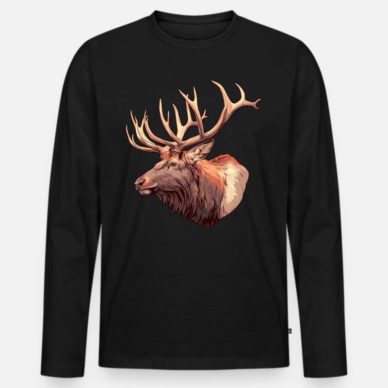 Elche Elch - Männer Premium Bio Langarmshirt - Schwarz