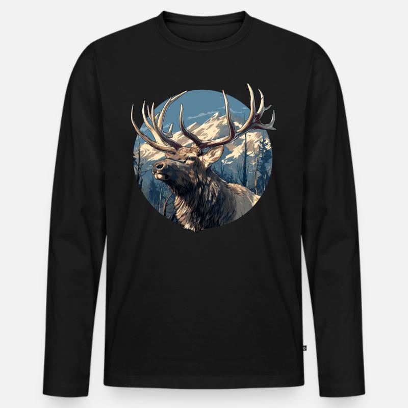 Elche Elch - Männer Premium Bio Langarmshirt - Schwarz