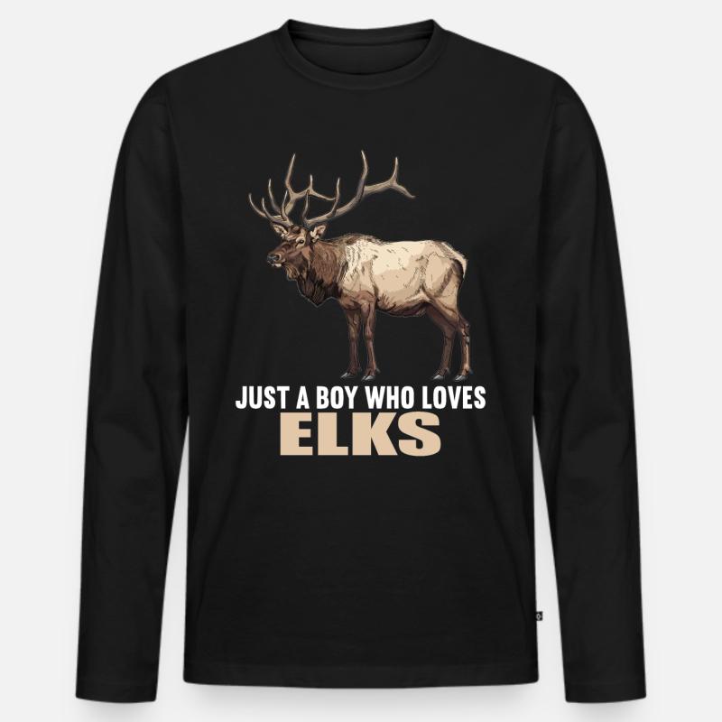Elche Elch - Männer Premium Bio Langarmshirt - Schwarz