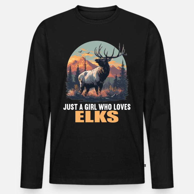 Elche Elch - Männer Premium Bio Langarmshirt - Schwarz
