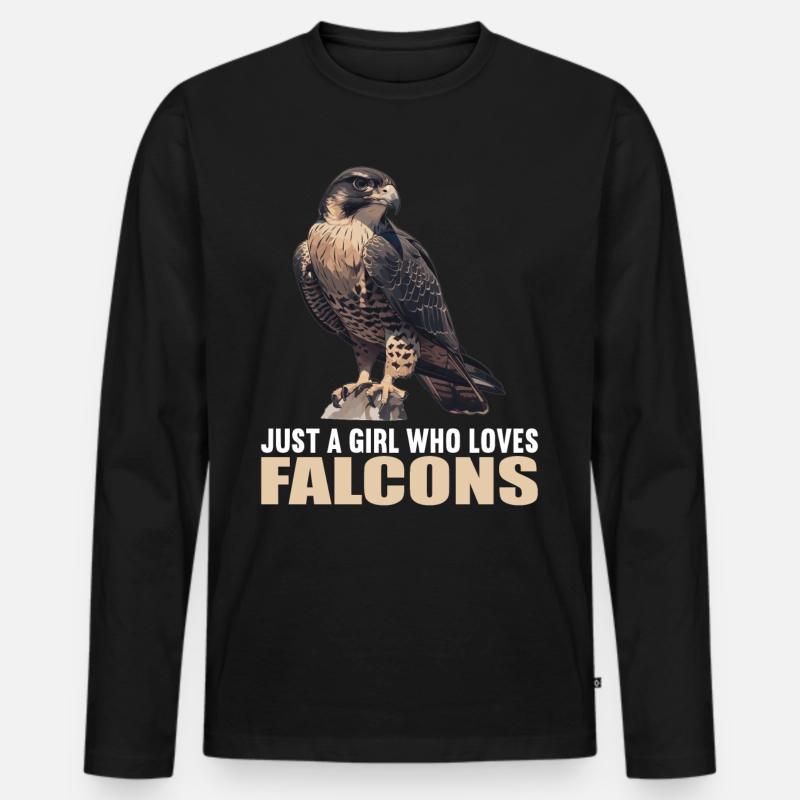 Falken Falke - Männer Premium Bio Langarmshirt - Schwarz