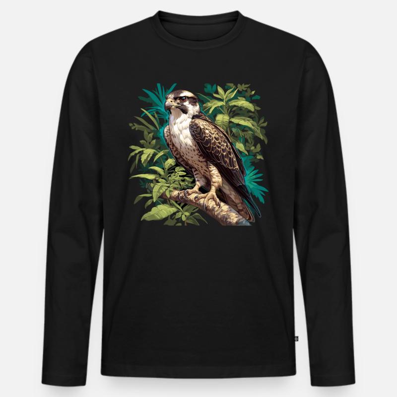 Falken Falke - Männer Premium Bio Langarmshirt - Schwarz