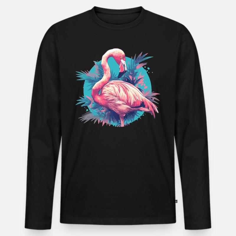 Flamingos Flamingo - Männer Premium Bio Langarmshirt - Schwarz