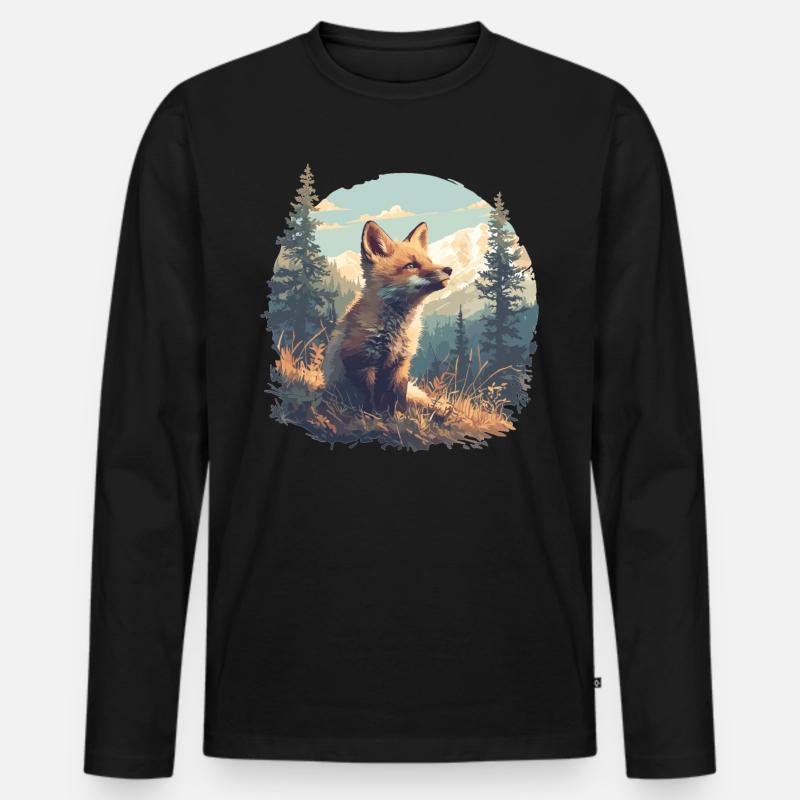 Füchse Fuchs - Männer Premium Bio Langarmshirt - Schwarz