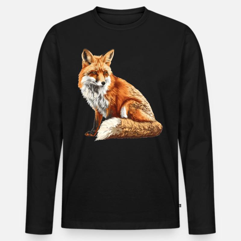 Füchse Fuchs - Männer Premium Bio Langarmshirt - Schwarz