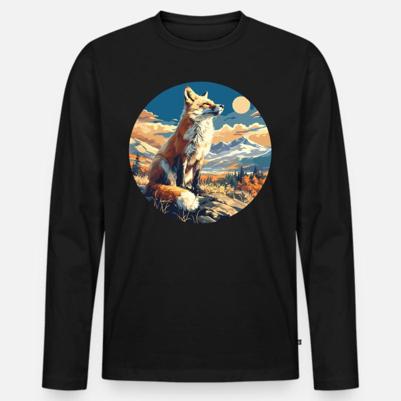 Füchse Fuchs - Männer Premium Bio Langarmshirt - Schwarz