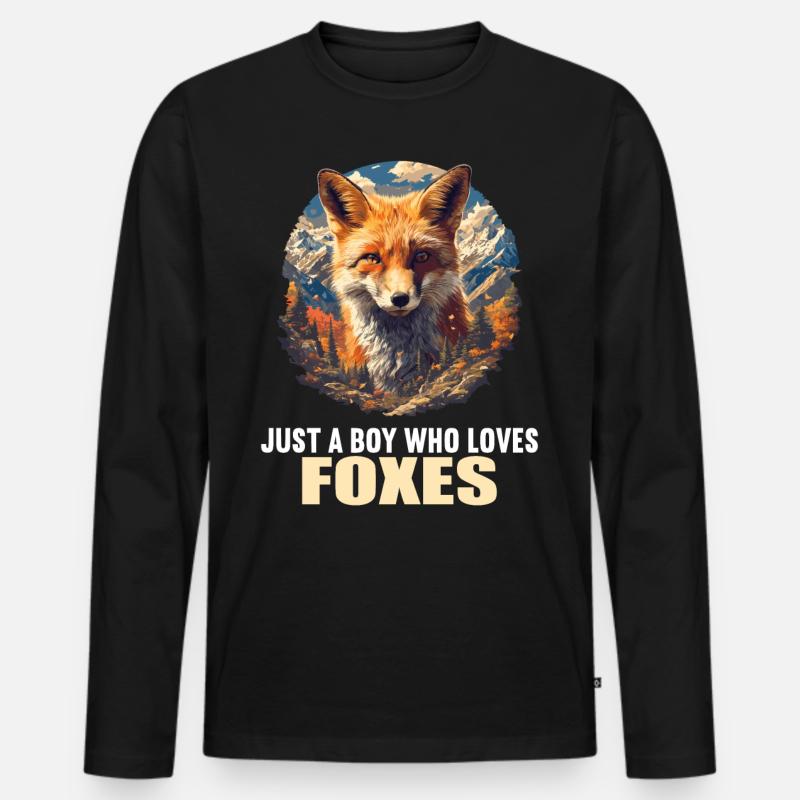 Füchse Fuchs - Männer Premium Bio Langarmshirt - Schwarz