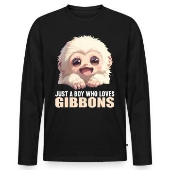 Gibbons Gibbon - Männer Premium Bio Langarmshirt - Schwarz - Vorne - Nico (187cm)