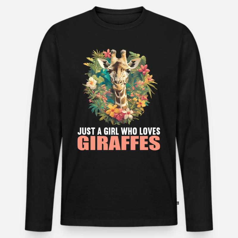 Giraffen Giraffe - Männer Premium Bio Langarmshirt - Schwarz