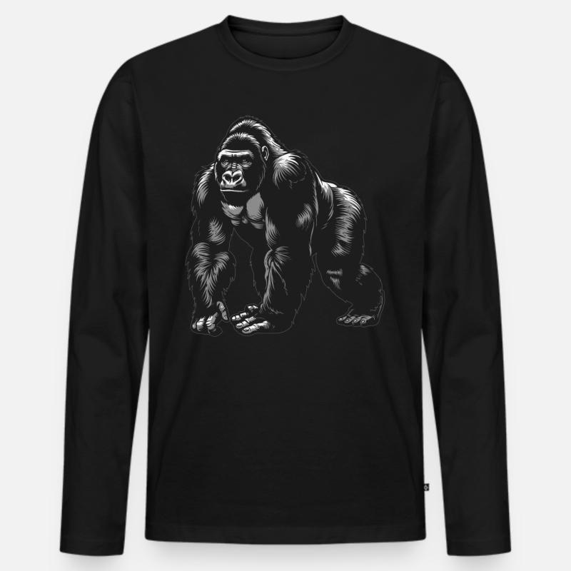 Gorillas Gorilla - Männer Premium Bio Langarmshirt - Schwarz