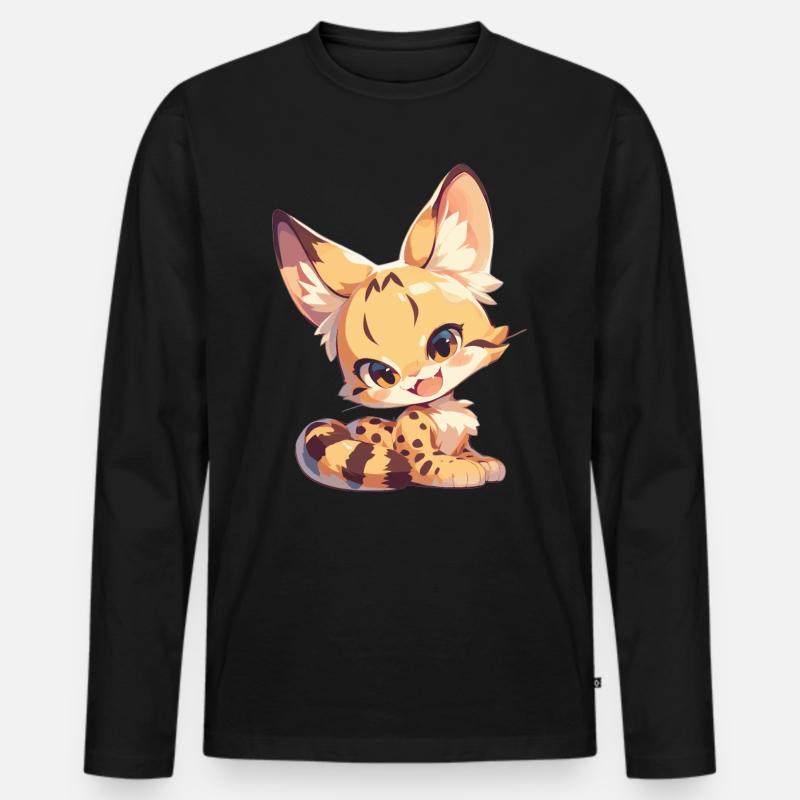 Servale Serval - Männer Premium Bio Langarmshirt - Schwarz