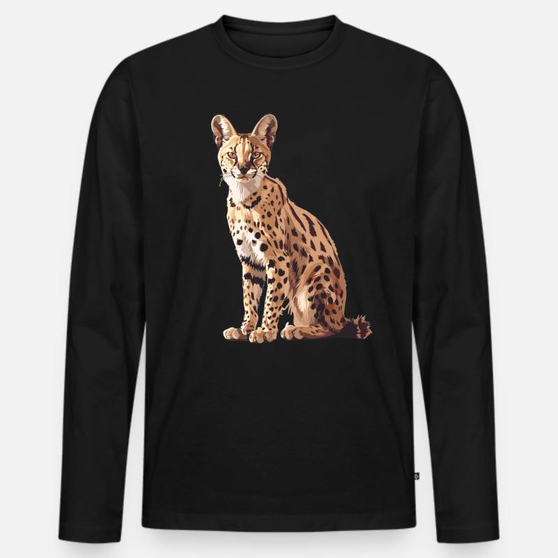Servale Serval - Männer Premium Bio Langarmshirt - Schwarz