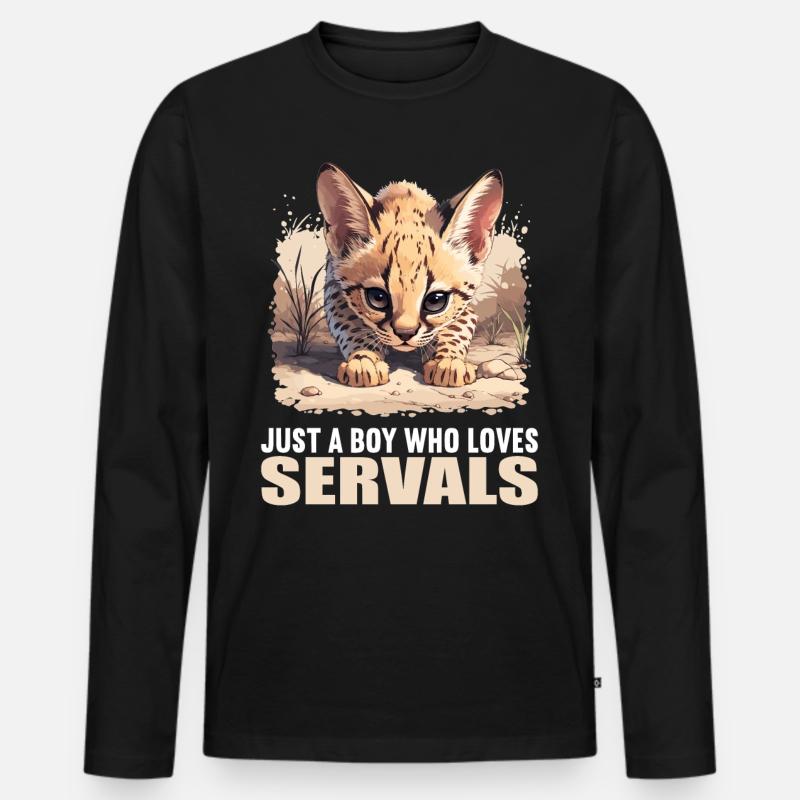 Servale Serval - Männer Premium Bio Langarmshirt - Schwarz