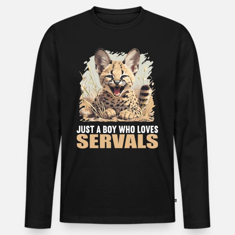 Servale Serval - Männer Premium Bio Langarmshirt - Schwarz