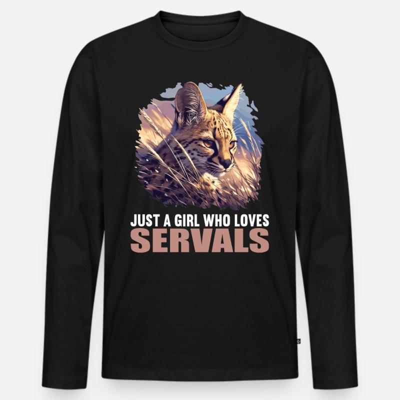 Servale Serval - Männer Premium Bio Langarmshirt - Schwarz