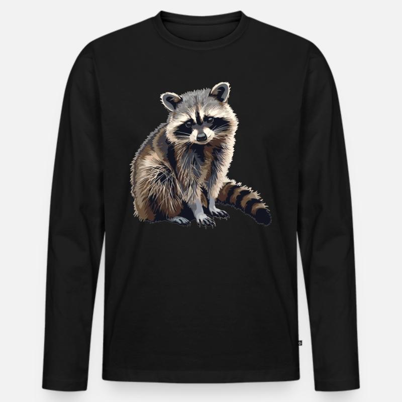 Waschbären Waschbär - Männer Premium Bio Langarmshirt - Schwarz