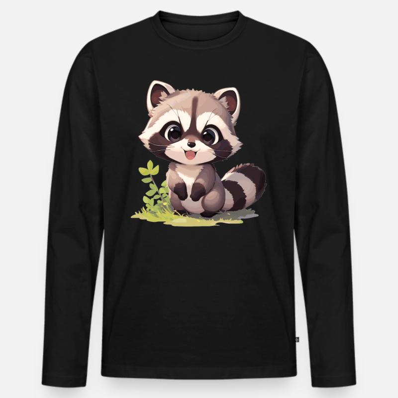 Waschbären Waschbär - Männer Premium Bio Langarmshirt - Schwarz