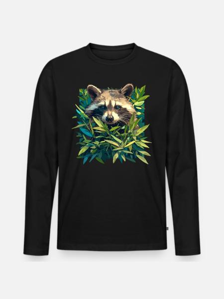 Waschbären Waschbär - Männer Premium Bio Langarmshirt - Schwarz