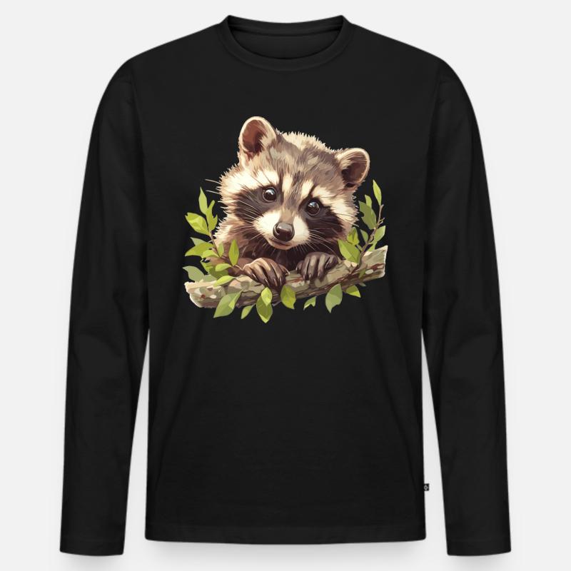 Waschbären Waschbär - Männer Premium Bio Langarmshirt - Schwarz