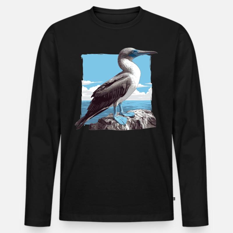 Blaufußtölpel - Männer Premium Bio Langarmshirt - Schwarz