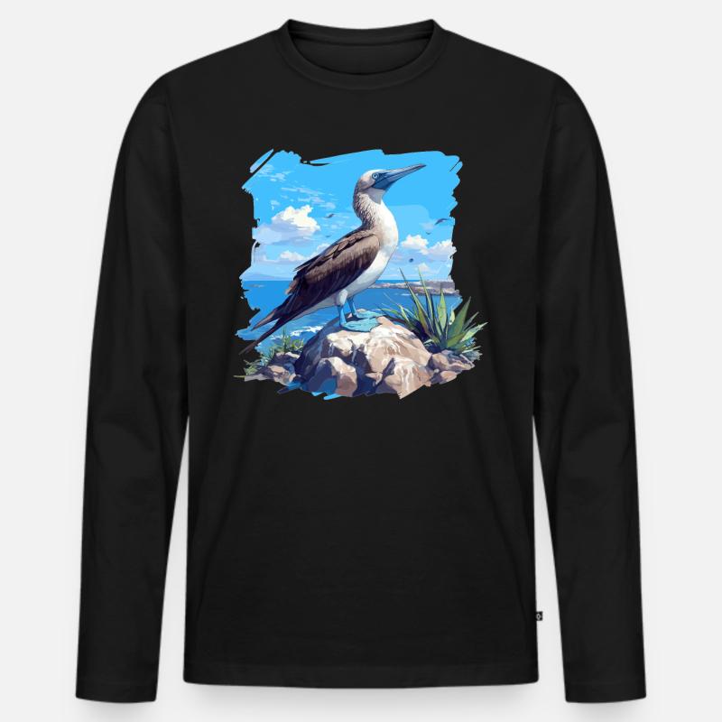 Blaufußtölpel - Männer Premium Bio Langarmshirt - Schwarz