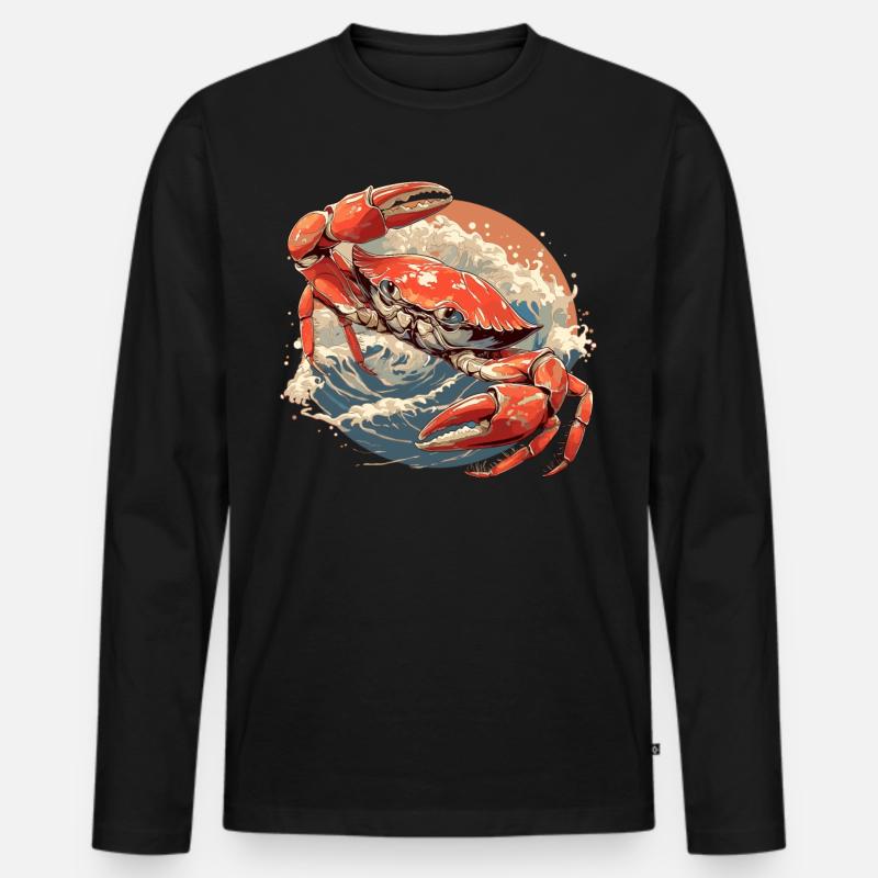 Krabbe Krabben - Männer Premium Bio Langarmshirt - Schwarz