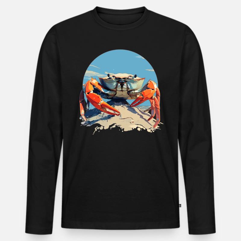 Krabbe Krabben - Männer Premium Bio Langarmshirt - Schwarz