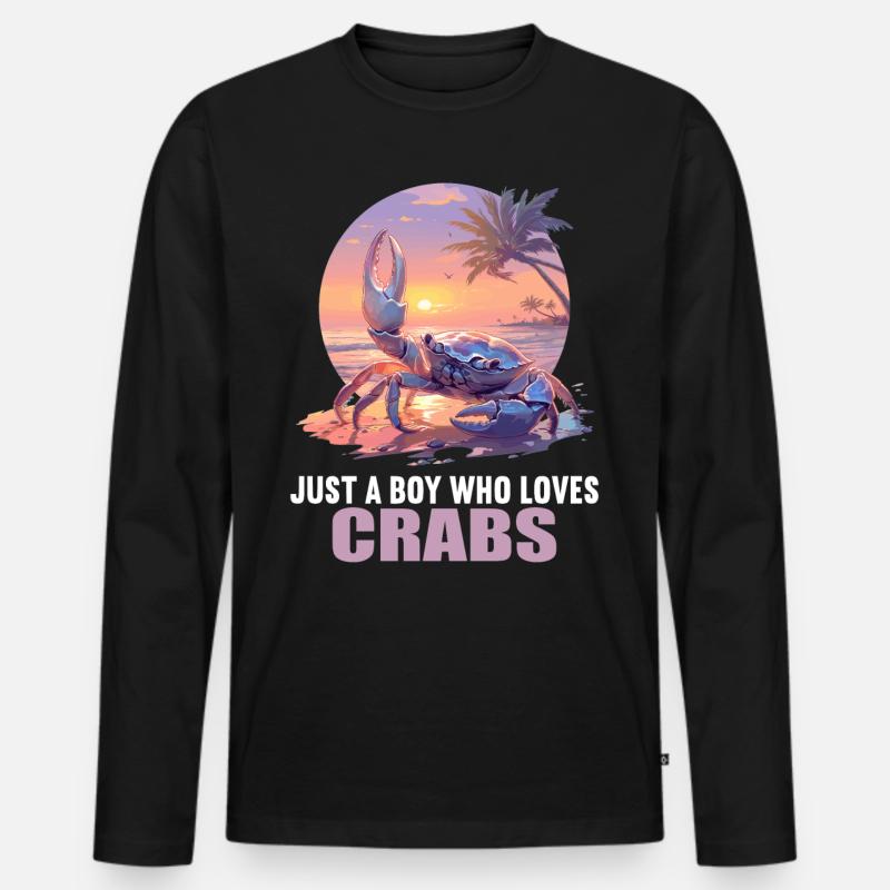 Krabbe Krabben - Männer Premium Bio Langarmshirt - Schwarz