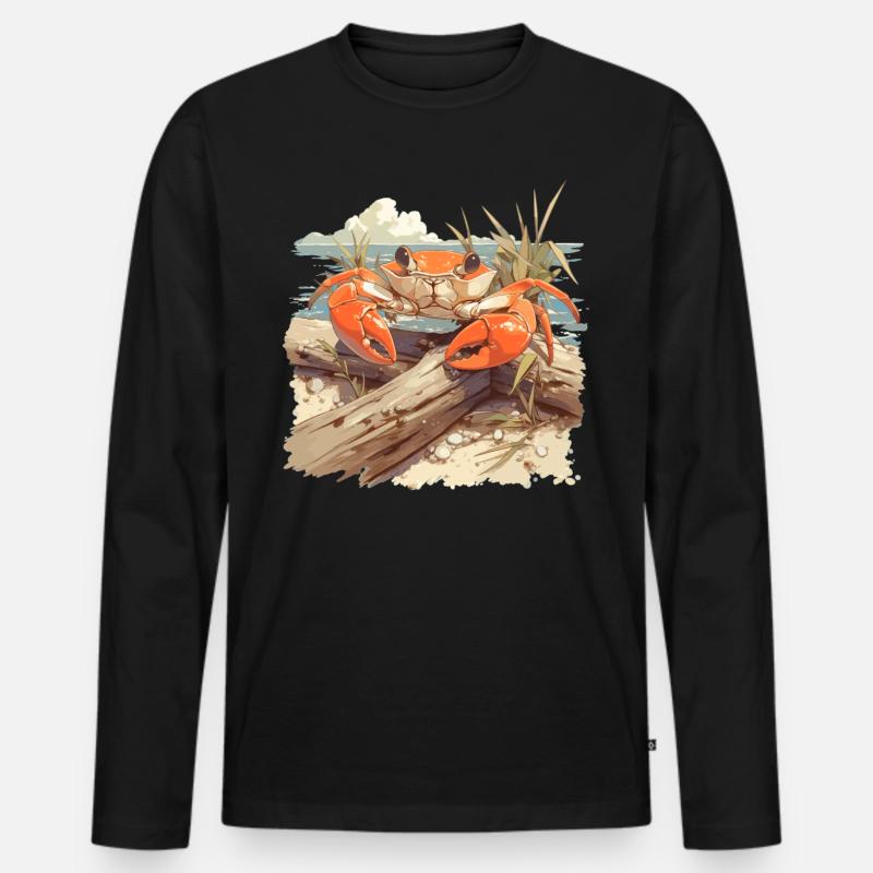 Krabbe Krabben - Männer Premium Bio Langarmshirt - Schwarz
