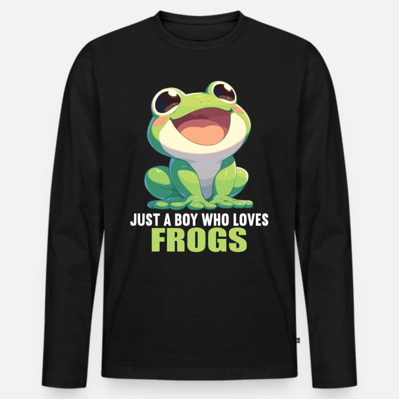 Frosch Frösche - Männer Premium Bio Langarmshirt - Schwarz