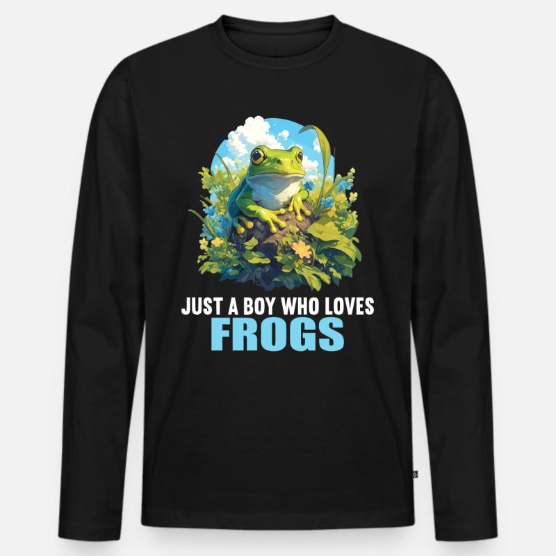 Frosch Frösche - Männer Premium Bio Langarmshirt - Schwarz