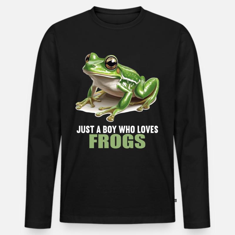 Frosch Frösche - Männer Premium Bio Langarmshirt - Schwarz